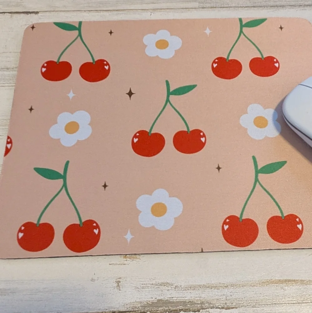 Cherry and Flower Mouse Pad 8.7inx7in